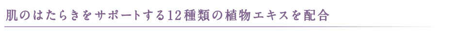 肌のはたらきをサポートする12種類の植物エキスを配合