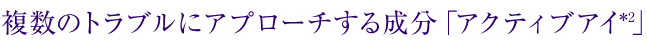 複数のトラブルにアプローチする成分「アクティブアイ＊2」