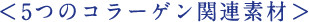 ＜5つのコラーゲン関連素材＞