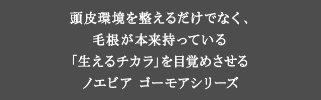 頭皮環境を整えるだけでなく、毛根が本来持っている「生えるチカラ」を目覚めさせるノエビア ゴーモアシリーズ