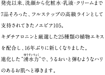 ノエビア105が、16年ぶりに新しくなりました。