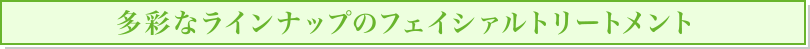 多彩なラインナップのフェイシァルトリートメント